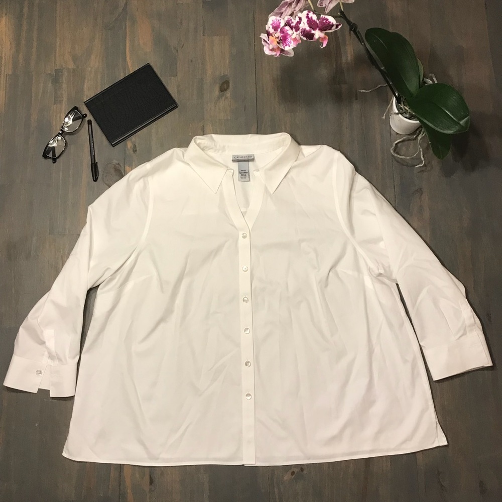 Catherines white long sleeve non-iron button down